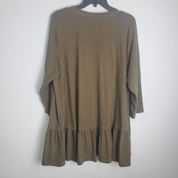 Logo Lori Goldstein Brown Embroidered Long Sleeve Tunic Size XL - Picture 2 of 9